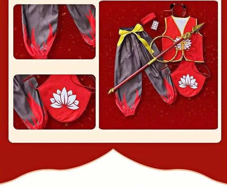 Cosplay kostým Nezha Démonické dítě pro děti - Unisex divadelní sada pro Den dětí