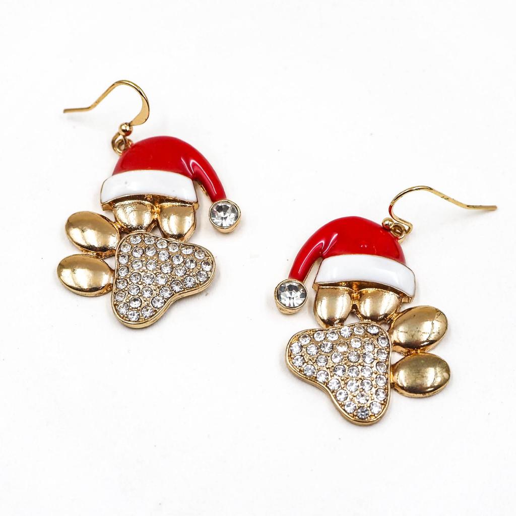 Christmas Puppy Paw Dangle Earrings - Women's New Cute Style