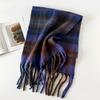 Plush Plaid Wool Scarf Tassel Long Shawl Simple Winter Cashmere Scarves  Girl