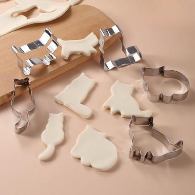 Adorabile Gattino Cartone Animato Creativo Set di 5 Tagliabiscotti per Pasticceria
