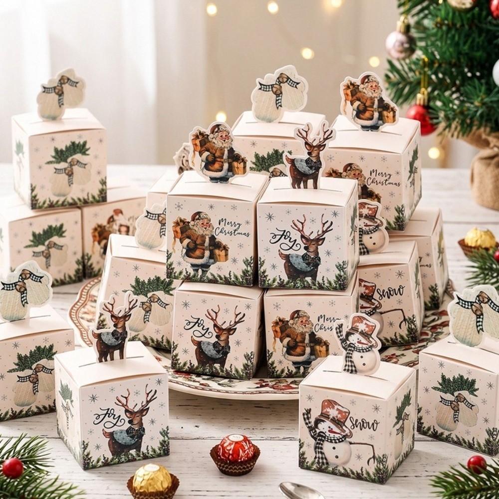 24-Pack Table Ornament Christmas Gift Treat Box Paper Xmas Dessert Box  for Xmas Event