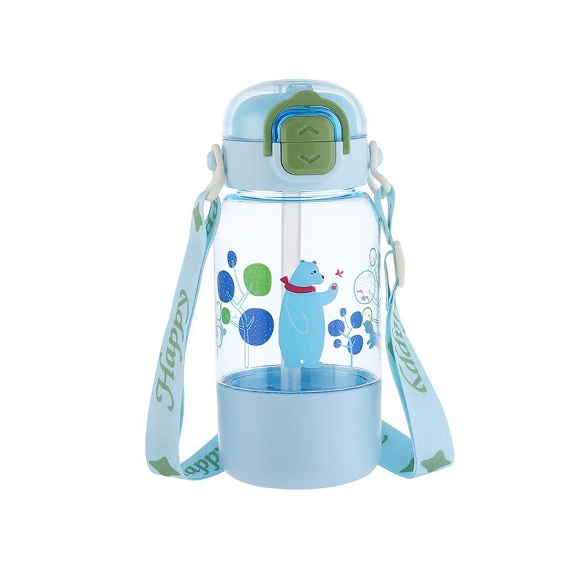 Water bottle straw water cup men and women large capacity high value summer children and students portable plastic drop-proof double drink cute cup