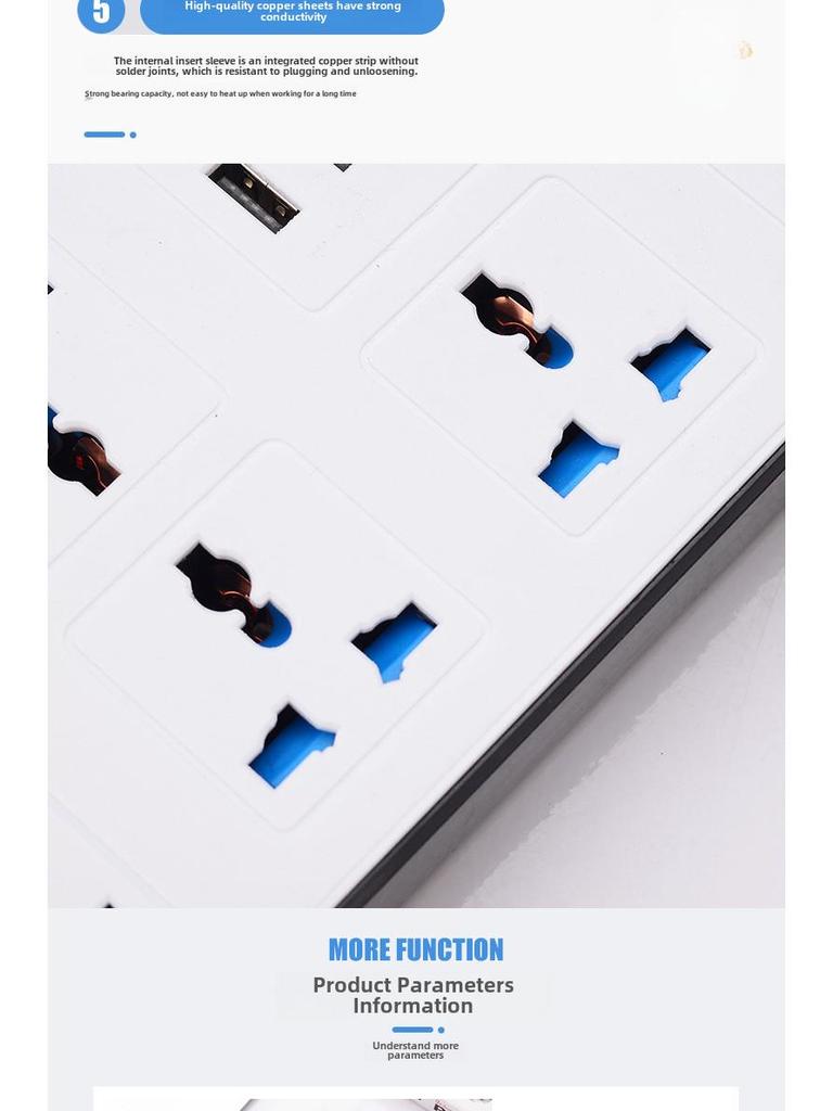 International Universal Power Strip with USB, Multi-Purpose UK & EU Plug Board with Switch