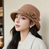 New Wool Short-brimmed Bucket Hat Women's Autumn and Winter Warm Mother Hat Elegant and Versatile In the Elderly Woolen Hat