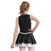 Girls Cheerleading Dress Sleeveless Round Collar Shiny Sequins Patchwork Design with Hidden Back Zipper Dance Costume
