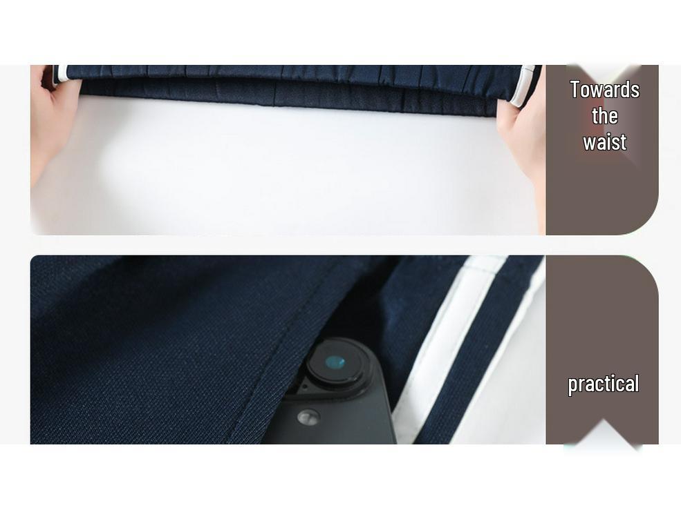 Pantalones deportivos de rayas de cintura alta para mujer - Ajuste ceñido y holgado para otoño de 2025