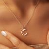 Exquisite Stainless Steel Crescent Necklace with Diamond Cutting Chain Fashionable Moon Jewelry for Daily Wear Holiday Accessory