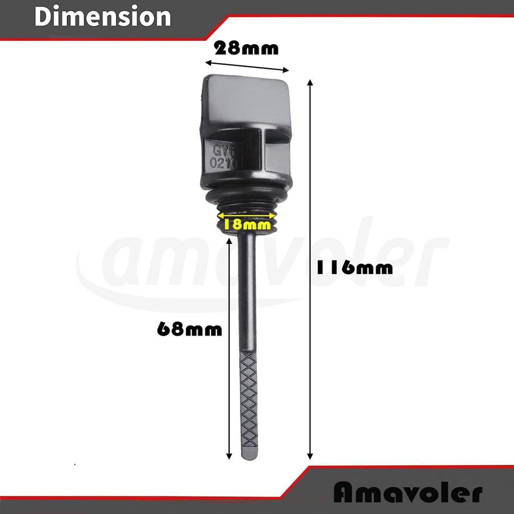 18mm Motorcycle Oil Dipstick Aftermarket Replacement Parts Fit for GY6 125 Engine.