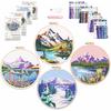 Harimau 4P in Beginner Embroidery Kit,Floral Plant Pattern,Cross Stitch Kits, Including Stamped Embroidery Cloth with 2 Embroidery Hoops, Color