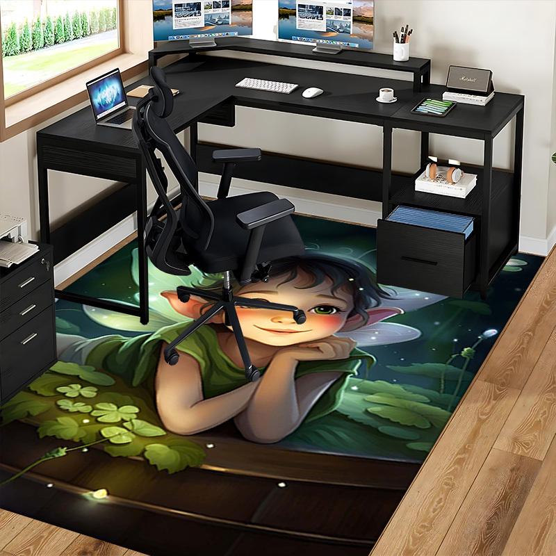 1pc Tinkerbell Fairy Chair Mat - Anime Cartoon Design, Non-Slip Carpet for Office Chairs, Suitable for Home Decor, Living Room, Bedroom, Game Room - F