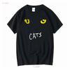 Tricou Oficial cu Logo CATS mânecă lungă sau scurtă vintage Spălat Casual haine de designer Stilat Versatil Moale streetwear