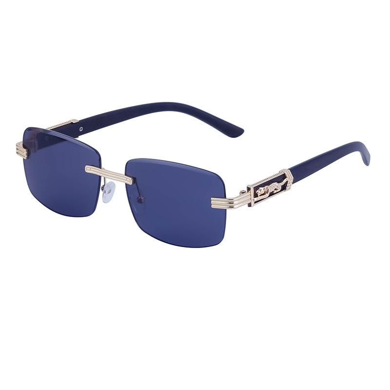 Vintage Frameless Sunglasses Box Men'S Sunglasses Trendy Leopard Glasses Shades