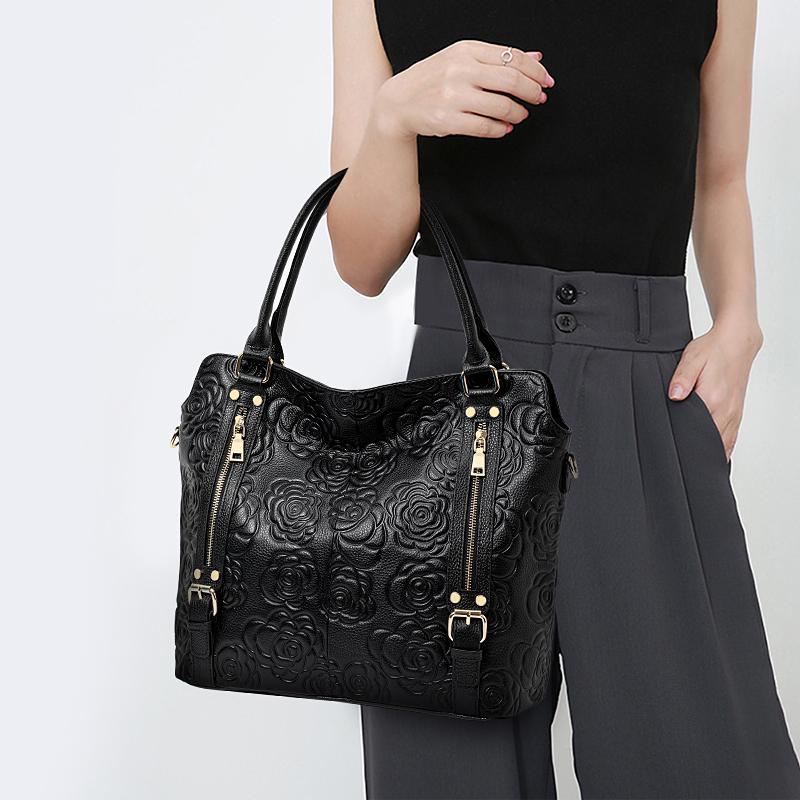 Leather handbag fashion embossed handbag leather temperament one-shoulder crossbody bag