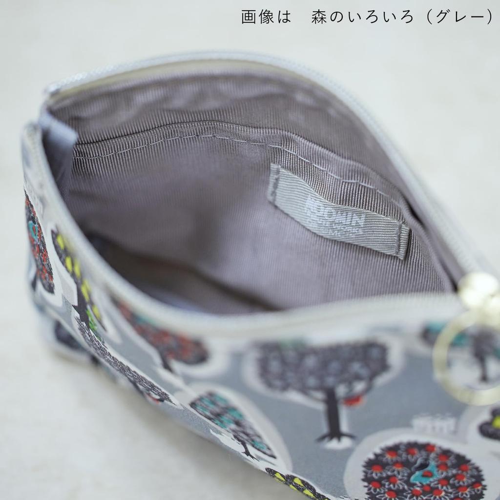 Quarter Report Moomin Basic Various Forest W15 x x Made in Japan (MOOMIN) Pouch, Design, Gray, Approx. H10.5 D4.5cm, Cosmetics, Makeup, Travel,