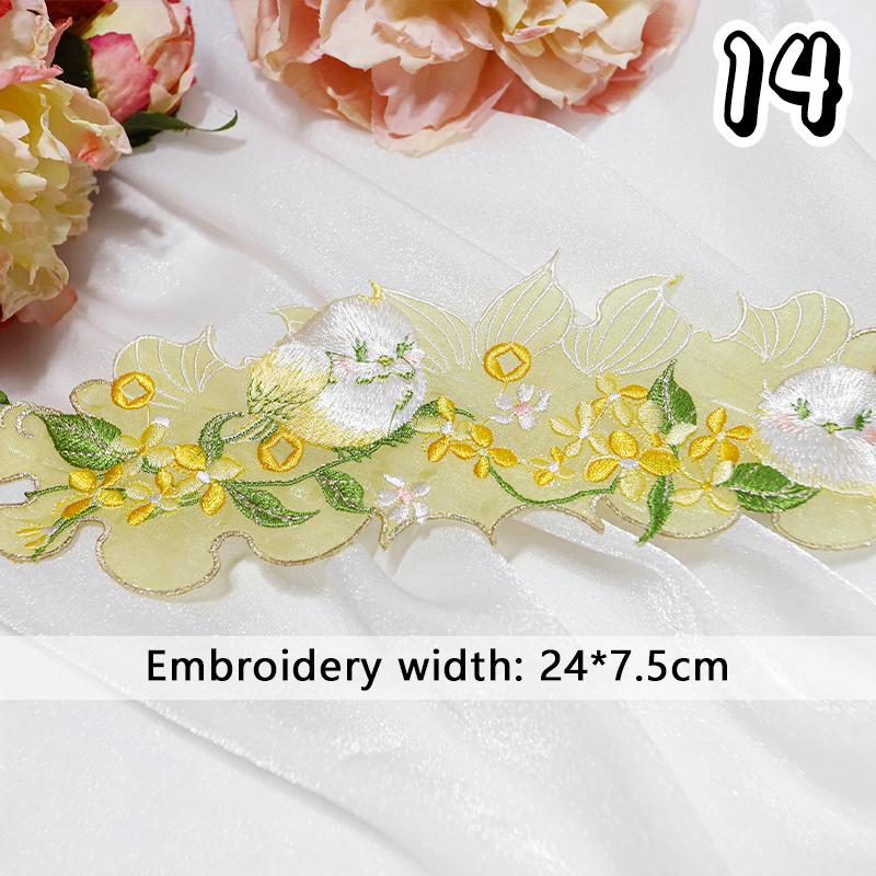 1 Pcs Chinese Style Embroidery Patch Hanfu Cheongsam Decor Trims Collar Waist Lace Shirts Neckline Edge DIY Sewing Accessories