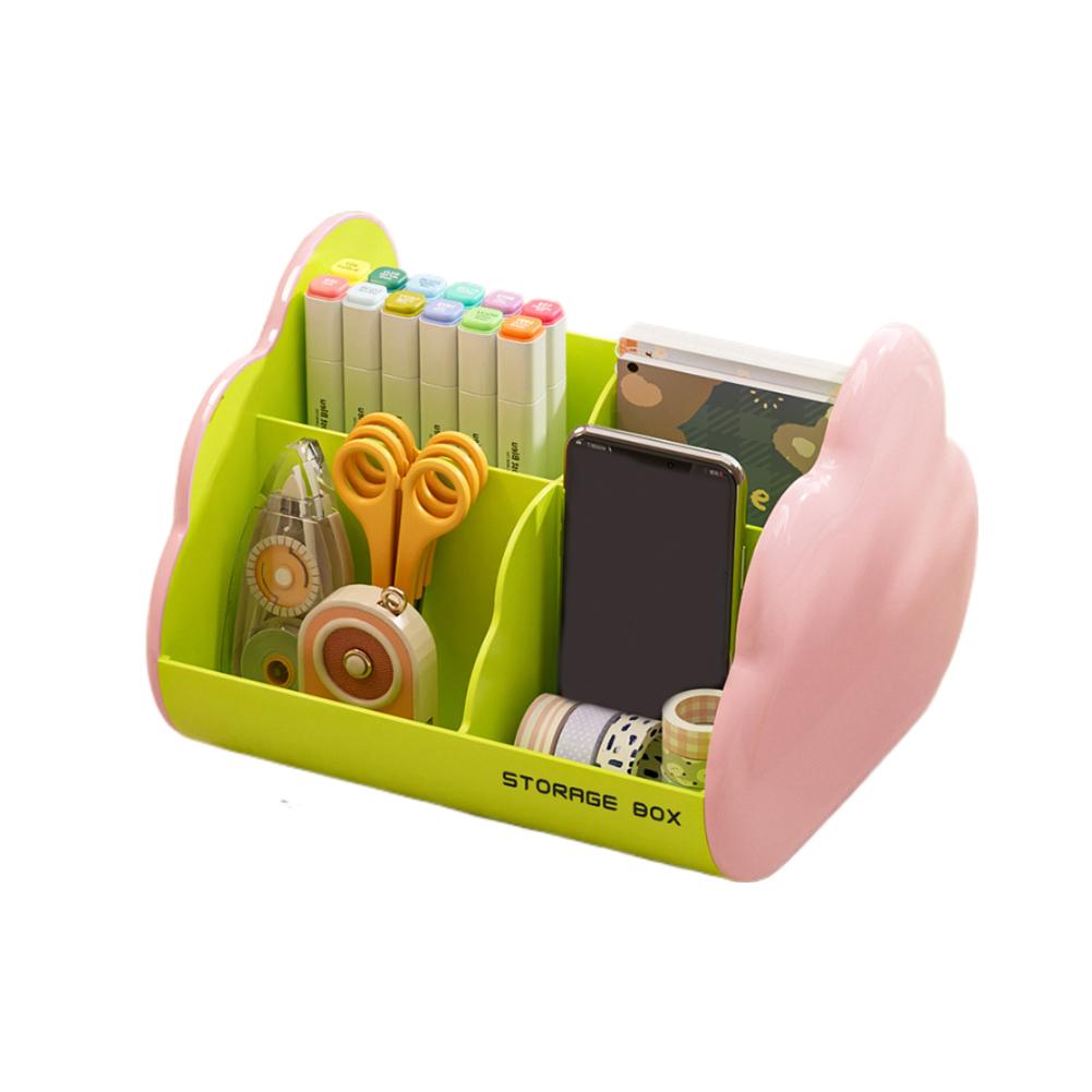 Makeup Storage Box Plastic Desktop Compartment Organizer For Office Desk Cosmetics Stationery Student Study Accessory Tools