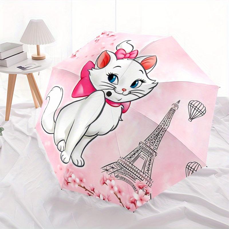 1pc Marie Cat Automatic 3-Fold Umbrella Design, Cute Cartoon Pattern, Portable Outdoor Umbrella, Perfect, Holiday Gift for Disney fans.J063
