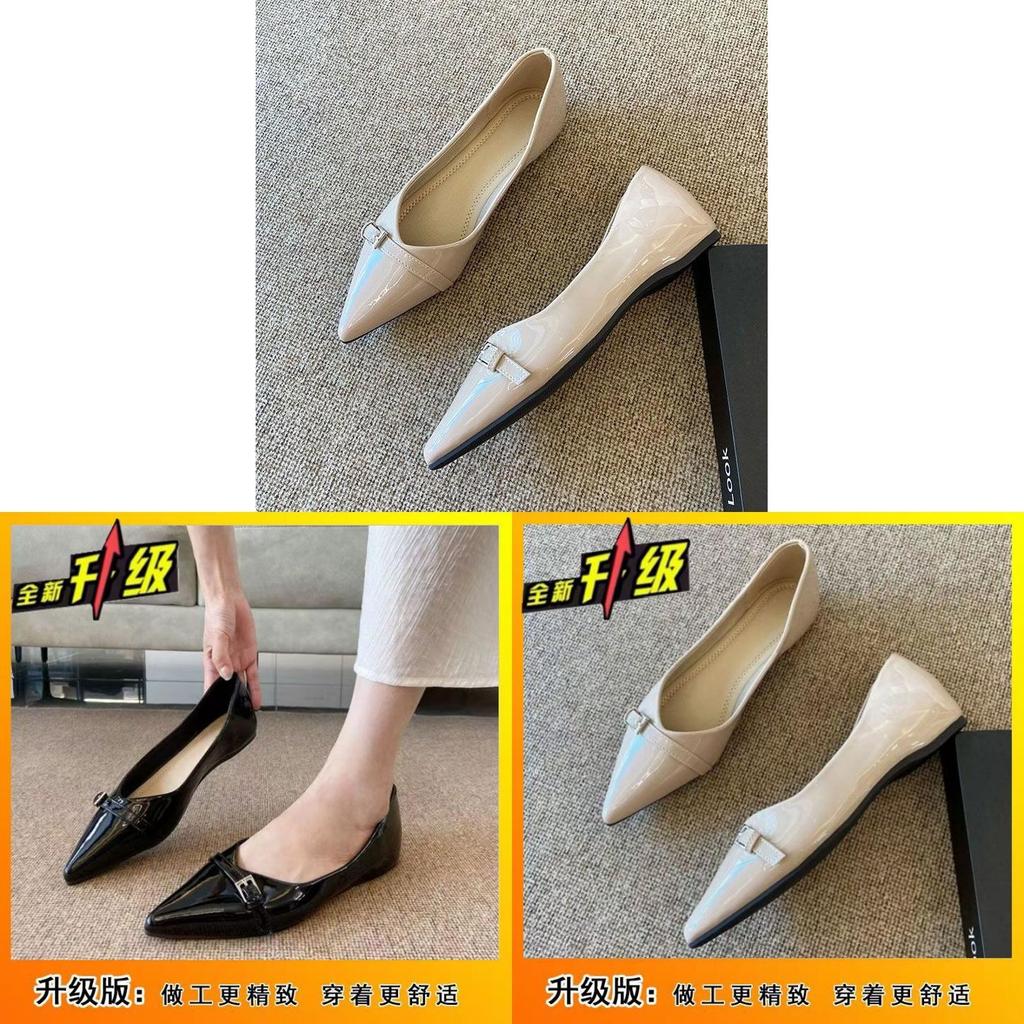 French Pointed Toe Flats For Women With Padded Pu Insole Casual Spring Footwear