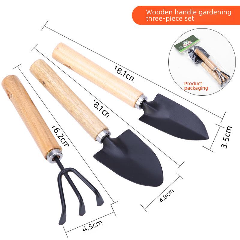 Thick Handle Gardening Shovel Set: Mini 3-Piece with Shovel, Rake & Succulent Flower Tools