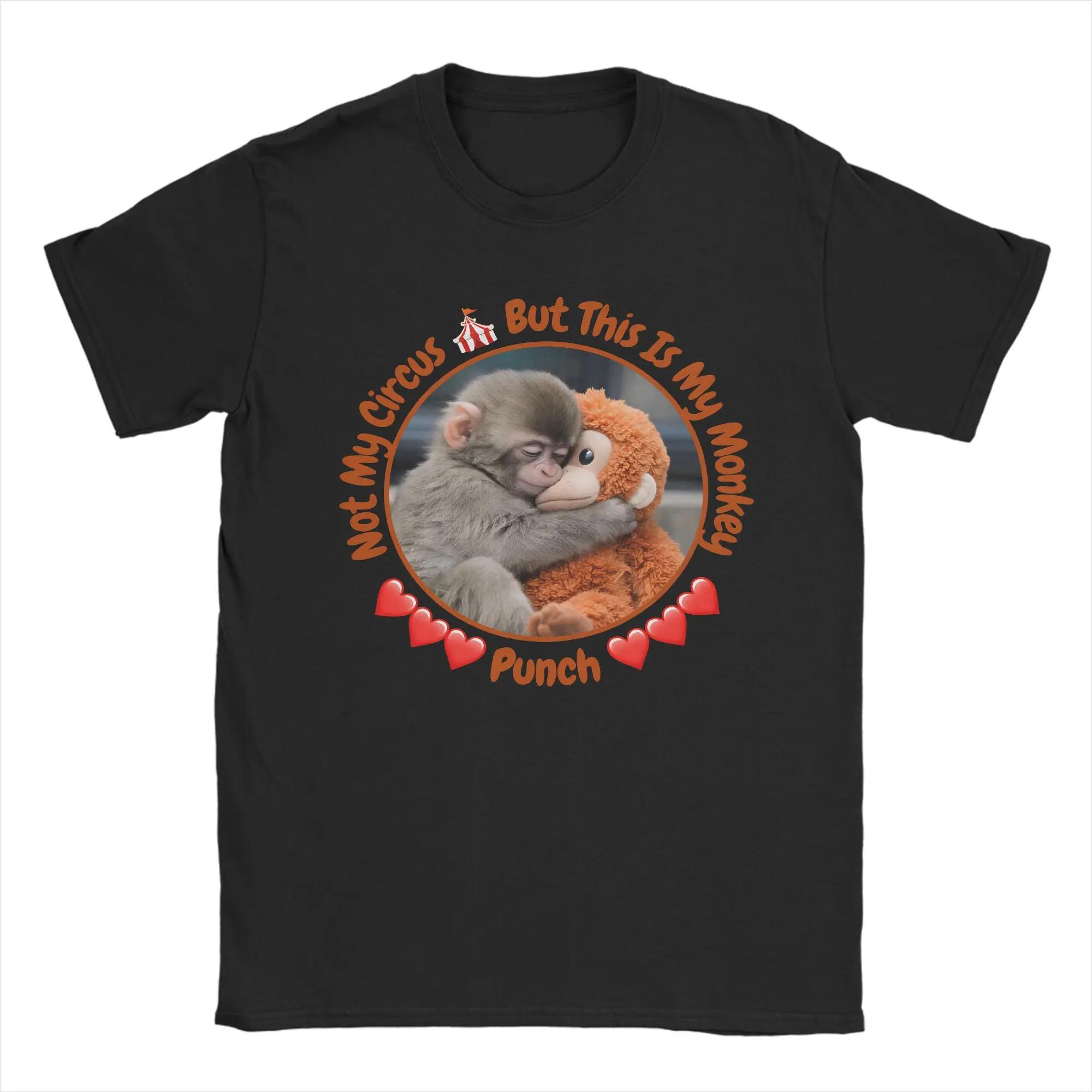 

Punch Monkey T Shirts for Men Pure Cotton Funny T-Shirts Round Neck Tee Shirt Short Sleeve Clothing S