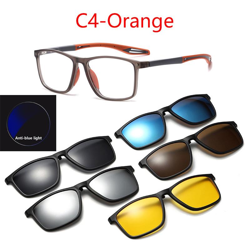 

Myopia Anti Blue Light Blocking Sunglasses Set Mirror Magnetic Clip Black Polarized Clips Tr90 Legs Prescription -1.0 To -6.0 0