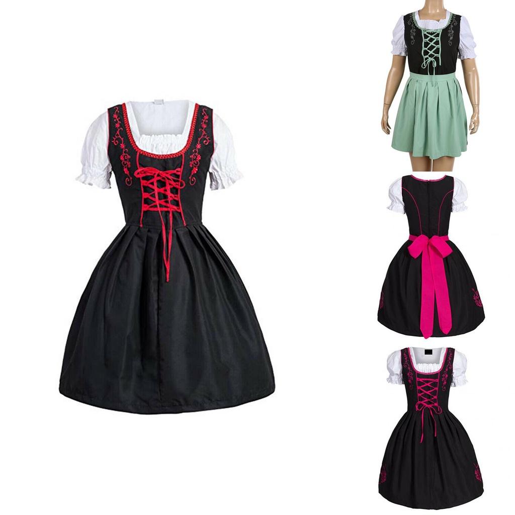 Vintage Style Bavarian Dirndl Dress For Oktoberfest And Festival Cosplay