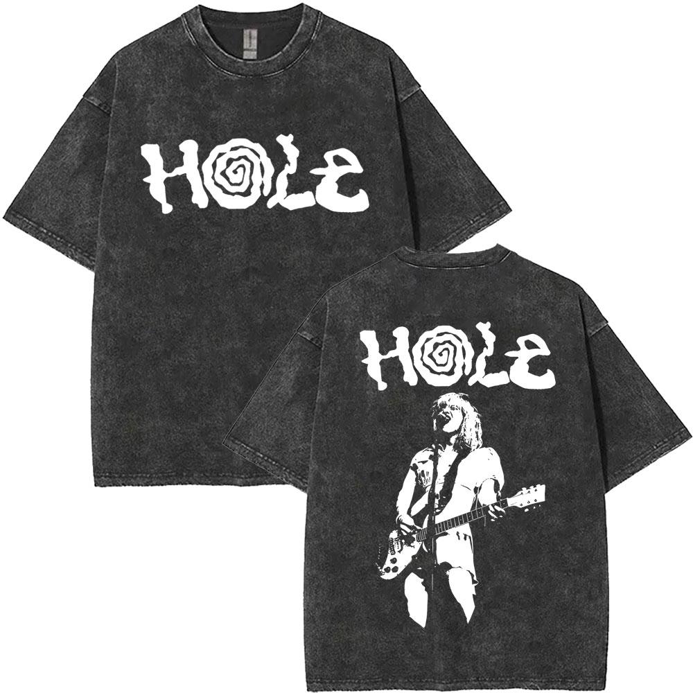 Limited Hole Courtney Love Vintage Gewaschene T-Shirts Herren Damen Alternative Grunge Rockband T-Shirt Übergroße T-Shirts Streetwear