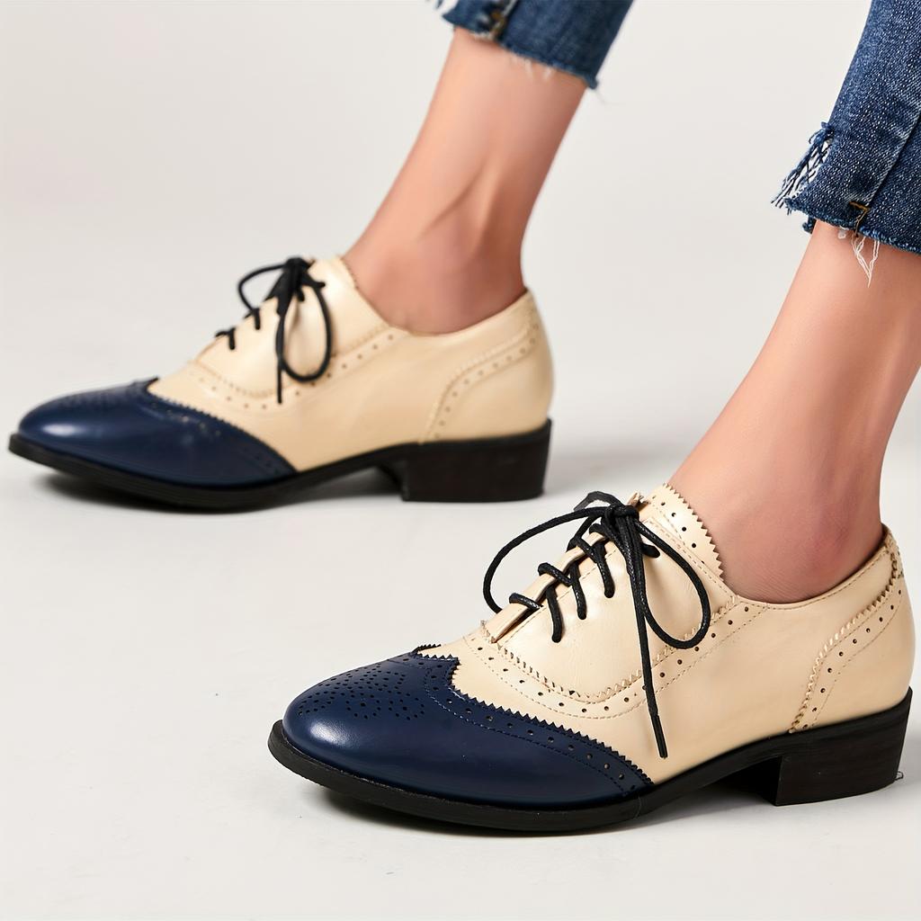 Britischer Stil Retro Damen Oxford Schuhe mit niedrigem Absatz