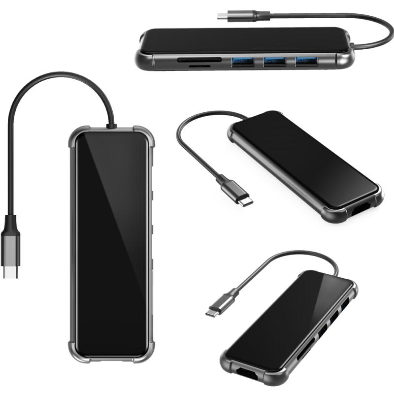 Adaptor pentru stație de andocare cu interfață de tip C de mare viteză 6 în 1, compatibil cu Hdmi, metal tip C la 4K 6 în 1