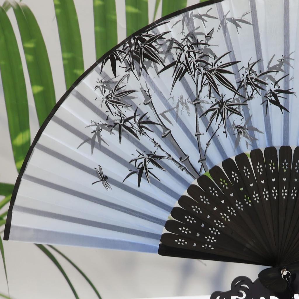 Folding Japanese for Festivals and Fireworks Japanese Beautiful Bamboo [DERAYEE] Fan, Bamboo, Style, Summer, Stylish, Handheld, Displays, Accessory,