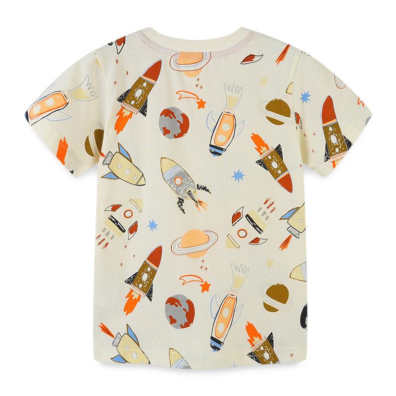 Boys short sleeve T-shirt summer new product middle and secondary school knitted cotton children's T-shirt cartoon print