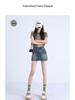 2025 Summer High-Waisted Distressed Denim Skort with Anti-Exposure Feature
