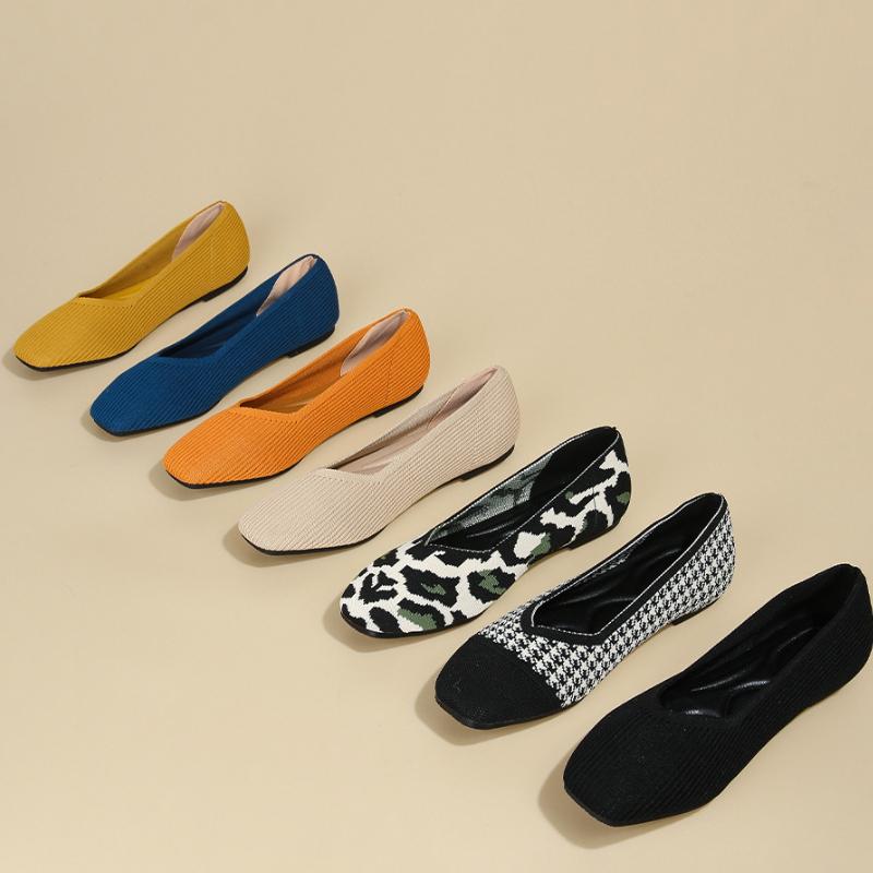 Fashion Spring 2025 New Flat Solid Color Shallow Shoes Women's Knitted Comfort Female Ballet Flats Casual Shoes Women Zapatos De Mujer
