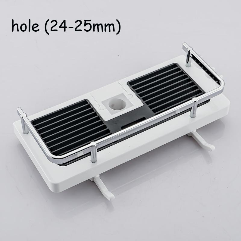 

Стеллаж для хранения в ванной комнате, органайзер для душевой кабины, полки на стойках, подставка для шампуня, одноуровневая, без сверления, подъемная штанга, держатель для душевой лейки белый