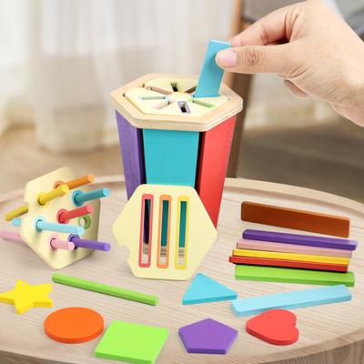 Baby Montessori Color Sorting Matching Toy Wooden Shape Sorting Toy Educational Math Learning Toys for Kids Toddle Gift