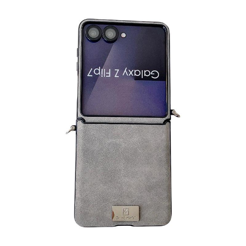 Samsung Z Flip7 Sheepskin Texture Case - Drop-Proof, Anti-Scratch PC with Anti-Lost Lanyard