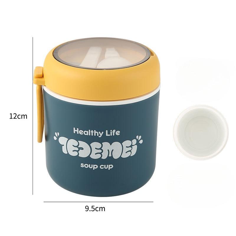 

Stainless Steel Insulated Lunch Box Microwave-safe Lunch Box Breakfast Cup Portable Soup Cup 510ml темно-синього кольору