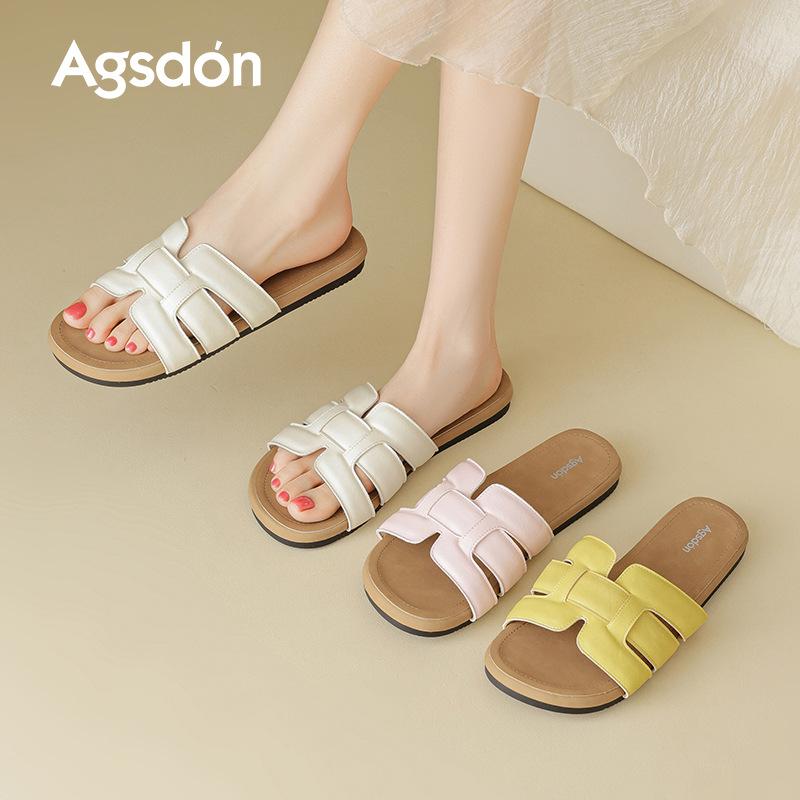 Augustine slippers women's summer wear 2025 new with skirt flat beach shoes one pedal casual sandals