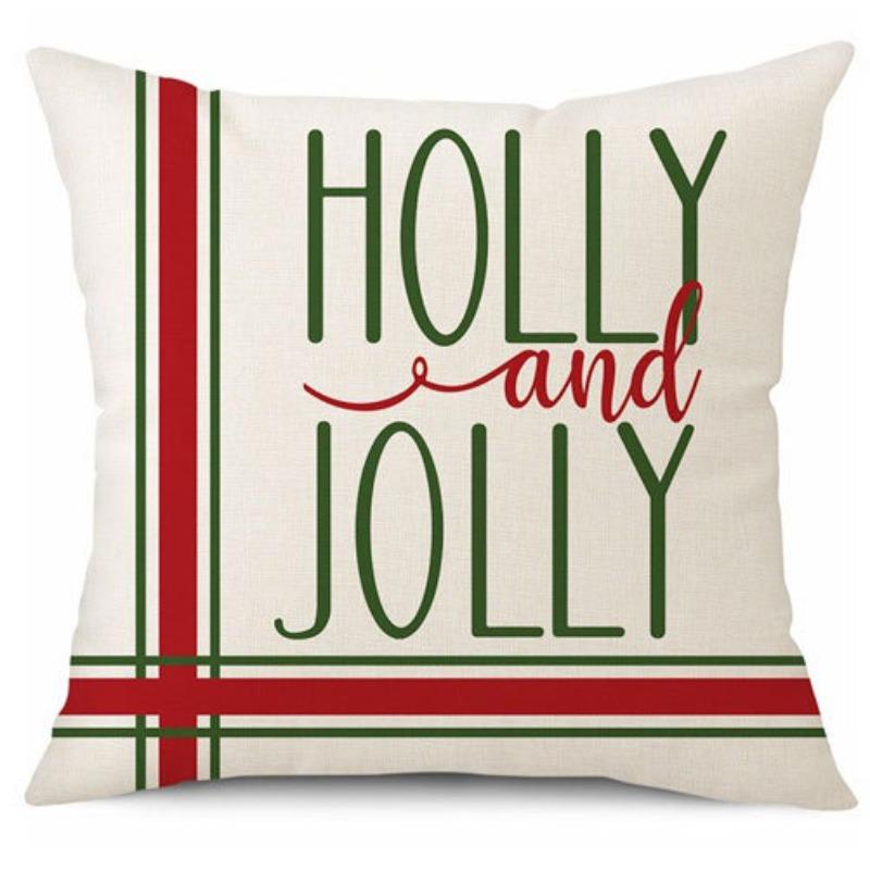 Green-haired Monster Pillow Cover Linen Christmas Pillow Cover Living Room Sofa Lumbar Cushion Cover