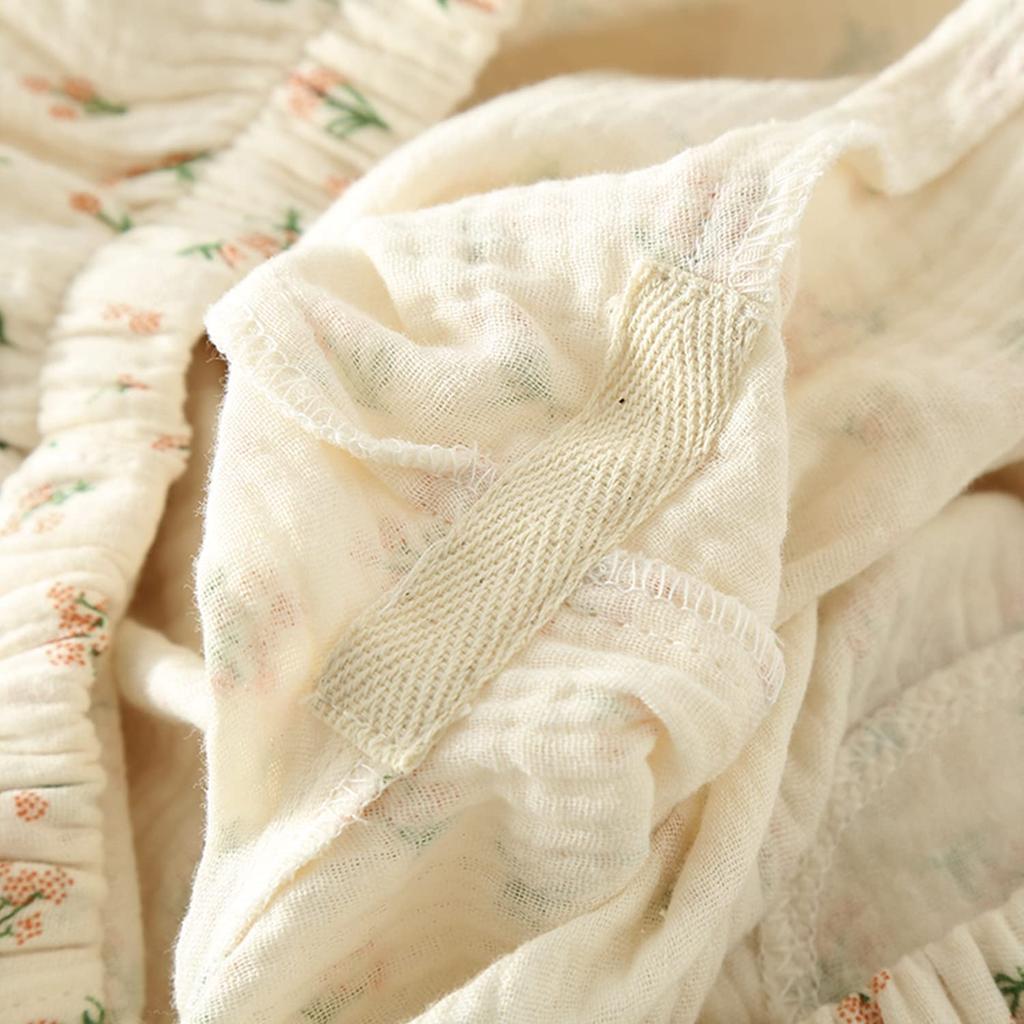 Summer Sleeve Length Floral Front Top and Bottom Gauze Pajama Japanese Day [SISOFTLY] Pajamas, 6/8 Set, Jinbei, Women's, Summer, Cotton, 7/8 Pants,