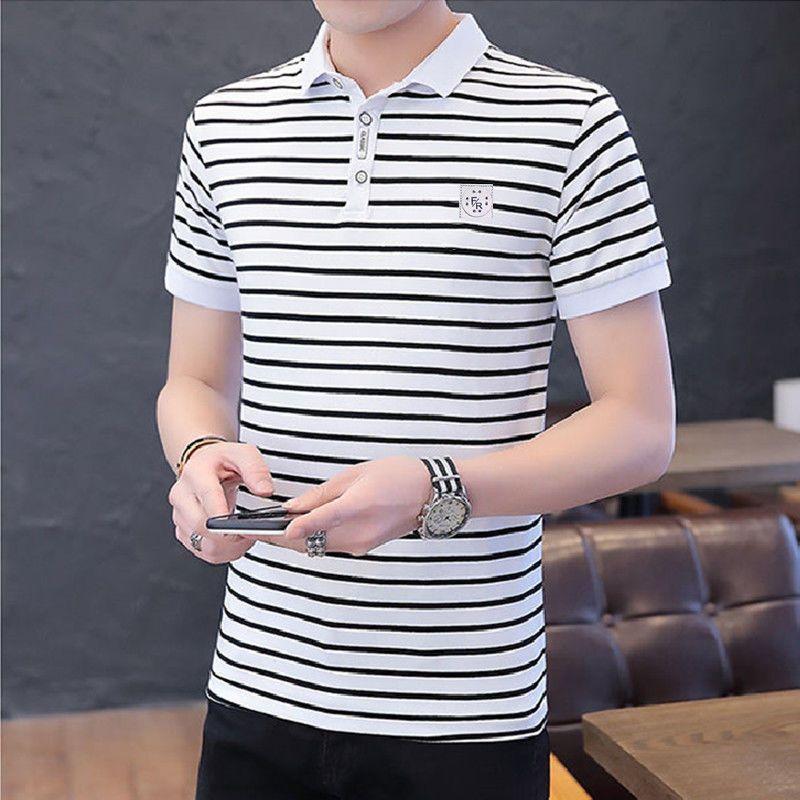Pánská klasická proužkovaná polokošile bavlna s krátkým rukávem 2023 Summer Plus Oversize
