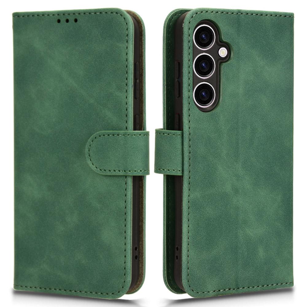 

For Samsung Galaxy S23 FE PU Leather Shock-absorbing Wallet Stand Case Skin-touch Phone Cover Green