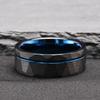 8mm black hammered tungsten steel ring, blue men's wedding ring, able and simple style comfort fit daily gathering