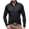 Mens Lapel Neck Business Polo Shirt Casual Long Sleeve Tee Tops Sport T Shirts