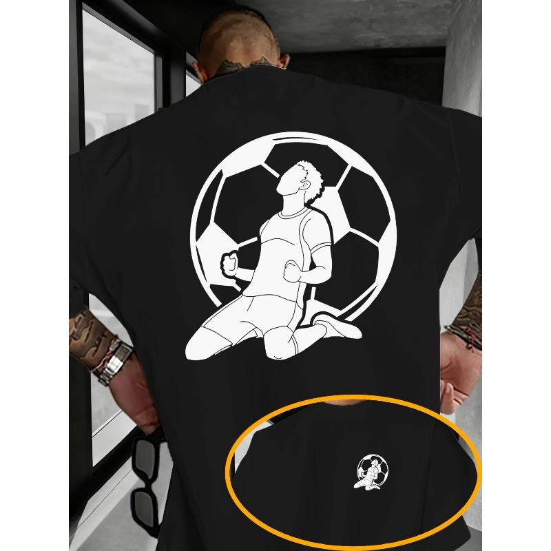 European Sizes Trendy Sporty Style Men's Soccer Player Celebration Print Short-Sleeve T-Shirt