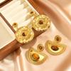 Vintage Boheemse Natuursteen Grote Druppel Oorbellen voor Vrouwen, 18K Gouden Roestvrij Staal Hanger Oorbellen, Mode Feest Sieraden