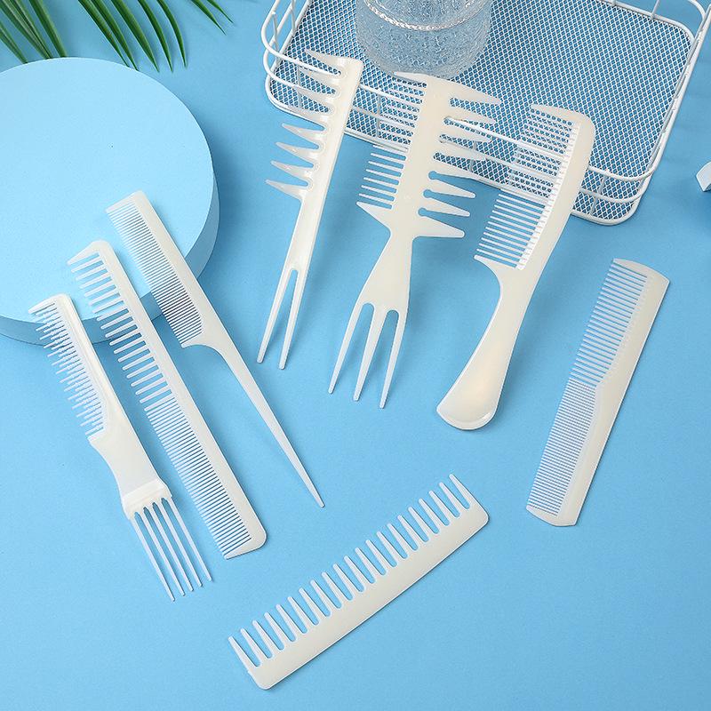 Retro Hairdressing Comb Set: 8-Piece Wide-Tooth & Oil Combs for Home Haircuts
