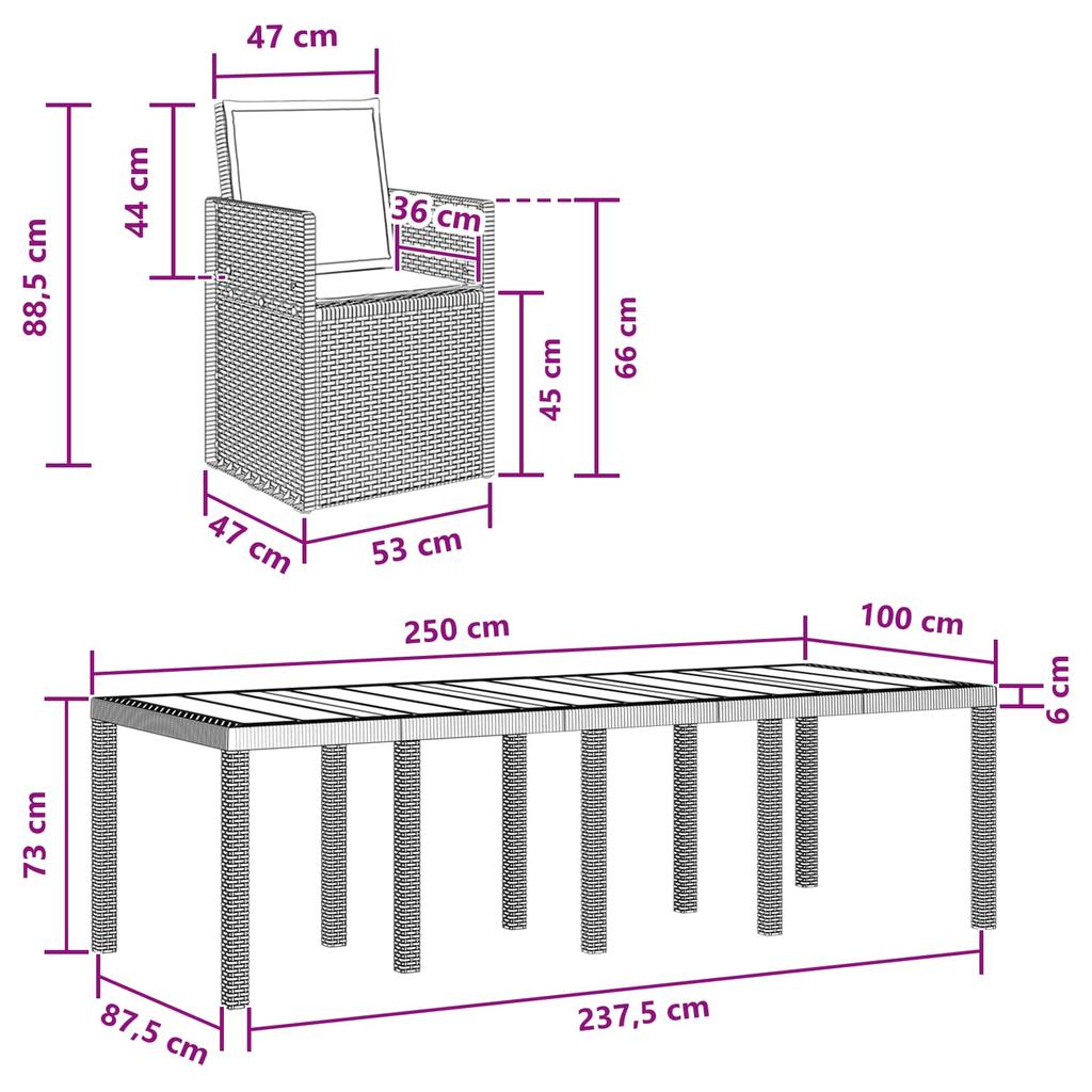 Garden Dining Set 9 pcs White and Light Grey PP