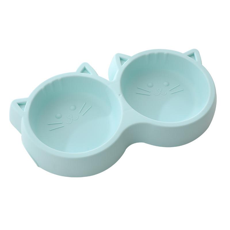 Miao Xin Bao Cat Bowl Plastic Cat Face Shaped Pet Double Bowl Pet Bowl