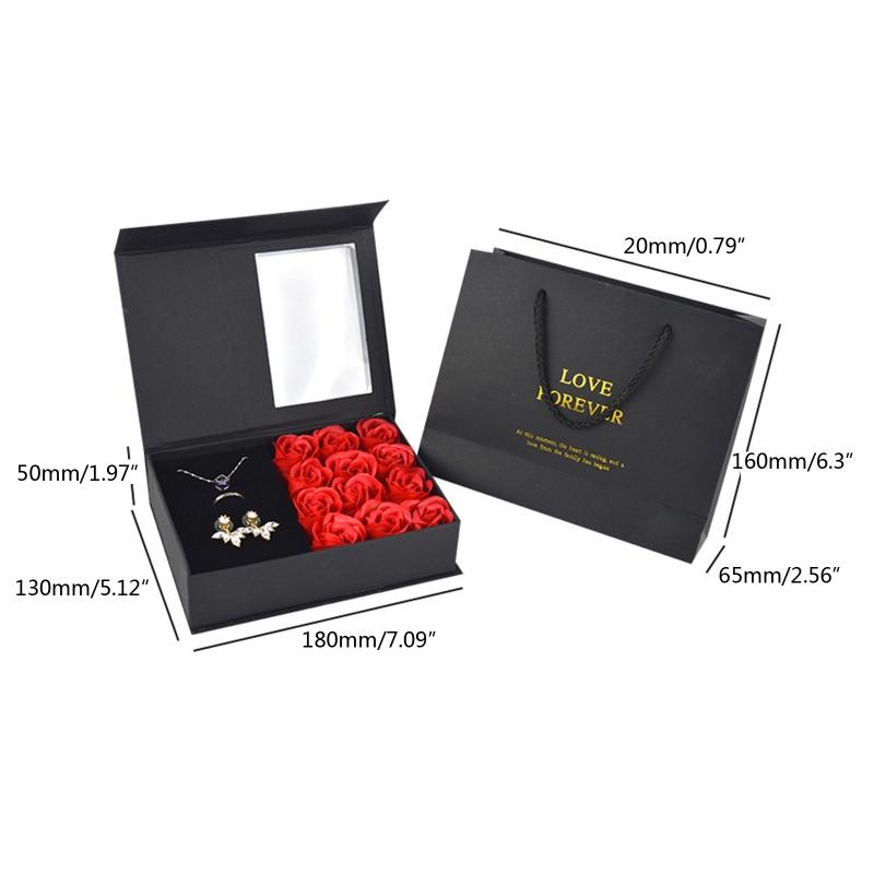 Exquisite Jewelry Gift Box Eternal Rose Flower Wedding Ring Earrings Necklace Valentine's Day Jewelry Packaging Gift